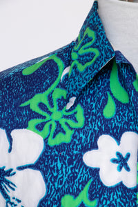 1960s Hawaiian Shirt Floral Cotton Men's L