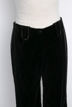 Load image into Gallery viewer, 1970s Bell Bottoms Velvet Black Flares Pants 28" x 29"