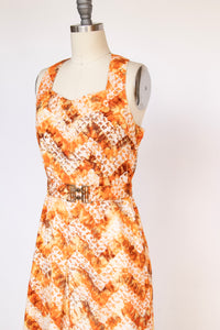 1960s Dress Cotton Printed Cross Back S
