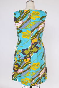 1960s Dress Hawaiian Cotton Abstract Shift S