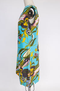 1960s Dress Hawaiian Cotton Abstract Shift S
