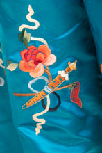 Load image into Gallery viewer, Vintage 1950s Embroidered Robe Chinese Silk Floral Jacket