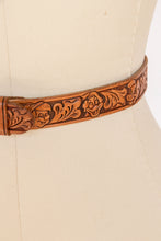 Load image into Gallery viewer, 1950s Belt + Buckle Disney Hand Tooled Leather Western Mickey Youth