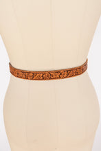 Load image into Gallery viewer, 1950s Belt + Buckle Disney Hand Tooled Leather Western Mickey Youth