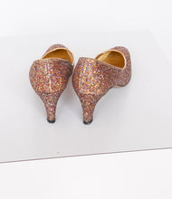 Load image into Gallery viewer, 1960s Heels Glitter Metallic High Heels Shoes 8 n