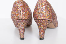Load image into Gallery viewer, 1960s Heels Glitter Metallic High Heels Shoes 8 n