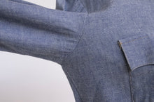 Load image into Gallery viewer, 1970s Chambray Shirt Button Up Holly Hobbie Appliqué Ric Rac S