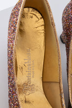 Load image into Gallery viewer, 1960s Heels Glitter Metallic High Heels Shoes 8 n