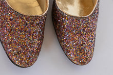 Load image into Gallery viewer, 1960s Heels Glitter Metallic High Heels Shoes 8 n