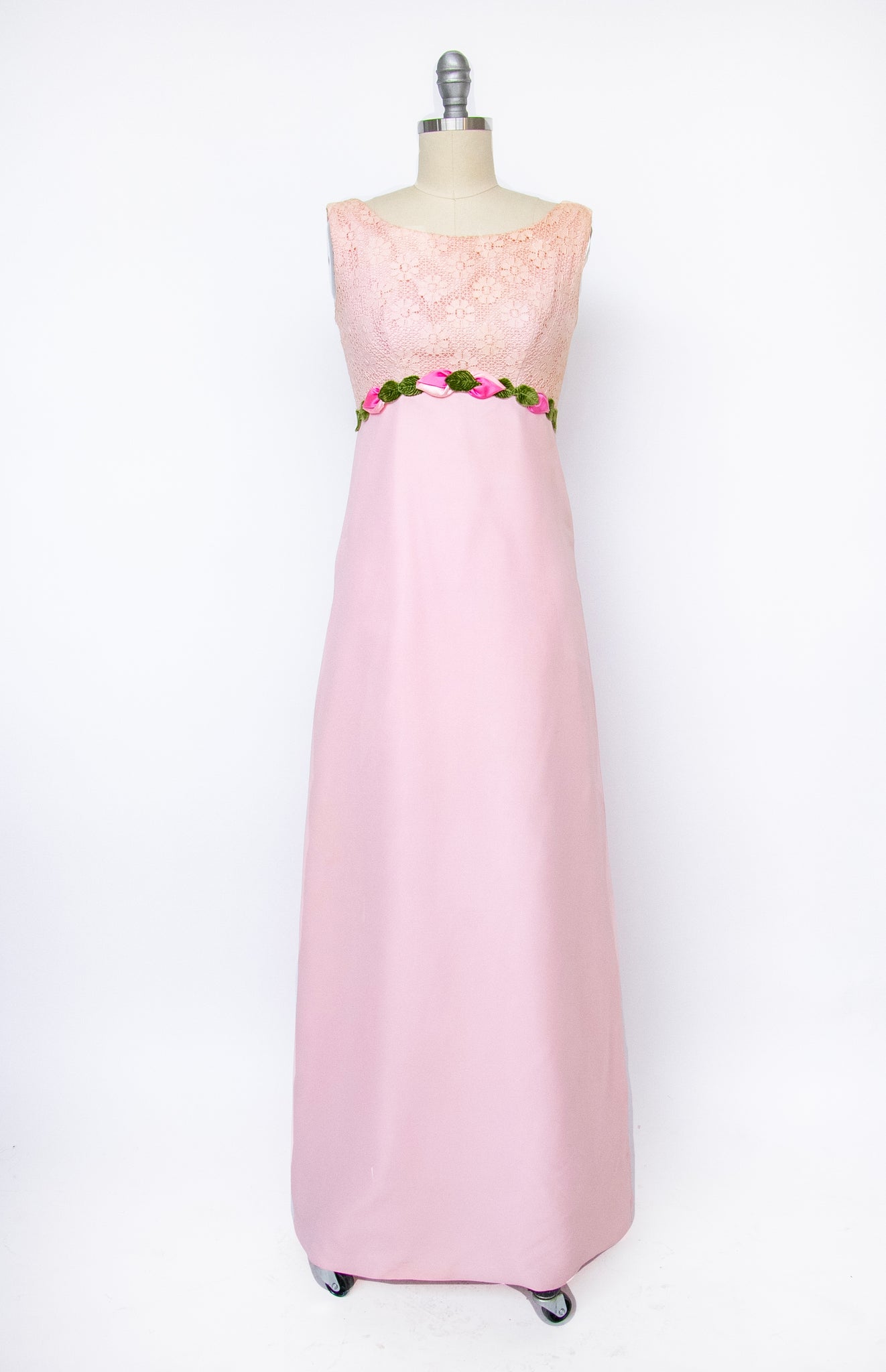 pink 60s dress 1960s Dress Chiffon Lace Pink Column Gown XS – Deja Vintage Boutique