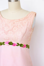 Load image into Gallery viewer, 1960s Dress Chiffon Lace Pink Column Gown XS