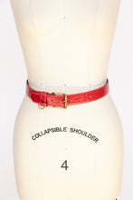 Load image into Gallery viewer, 1980s Belt Red Leather Loop Bit Gold Buckle S