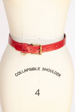 Load image into Gallery viewer, 1980s Belt Red Leather Loop Bit Gold Buckle S