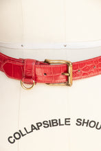 Load image into Gallery viewer, 1980s Belt Red Leather Loop Bit Gold Buckle S