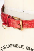 Load image into Gallery viewer, 1980s Belt Red Leather Loop Bit Gold Buckle S