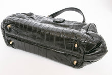 Load image into Gallery viewer, 1980s Eel Skin Leather Purse Black Top Handle Bag