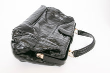 Load image into Gallery viewer, 1980s Eel Skin Leather Purse Black Top Handle Bag