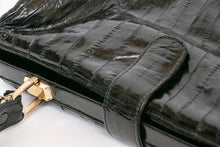 Load image into Gallery viewer, 1980s Eel Skin Leather Purse Black Top Handle Bag