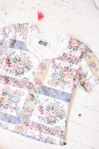 1990s T-Shirt Patchwork Printed Baby Tee M