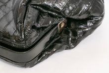 Load image into Gallery viewer, 1980s Eel Skin Leather Purse Black Top Handle Bag