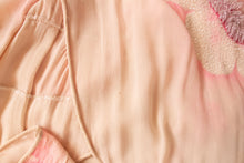 Load image into Gallery viewer, 1920s Dress Silk Chiffon Beaded Air Brushed Floral Deco Gown M