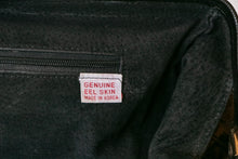Load image into Gallery viewer, 1980s Eel Skin Leather Purse Black Top Handle Bag