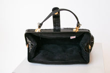 Load image into Gallery viewer, 1980s Eel Skin Leather Purse Black Top Handle Bag