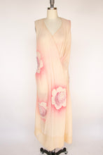 Load image into Gallery viewer, 1920s Dress Silk Chiffon Beaded Air Brushed Floral Deco Gown M
