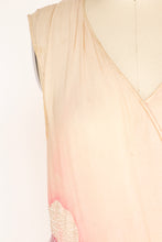 Load image into Gallery viewer, 1920s Dress Silk Chiffon Beaded Air Brushed Floral Deco Gown M