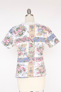 1990s T-Shirt Patchwork Printed Baby Tee M