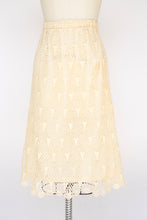 Load image into Gallery viewer, Vintage 1970s Skirt Crochet Lace Cream Boho L