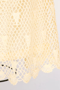 Vintage 1970s Skirt Crochet Lace Cream Boho L