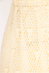 Vintage 1970s Skirt Crochet Lace Cream Boho L