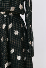 Load image into Gallery viewer, 1980s Dress Silk Chiffon Party Cocktail Metallic Full Skirt S