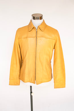 1970s Men's Buckskin Leather Jacket Zip Up M