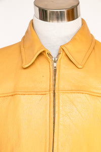 1970s Men's Buckskin Leather Jacket Zip Up M
