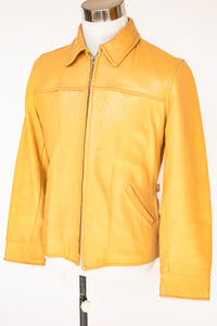1970s Men's Buckskin Leather Jacket Zip Up M