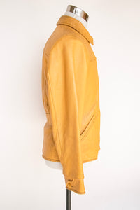 1970s Men's Buckskin Leather Jacket Zip Up M