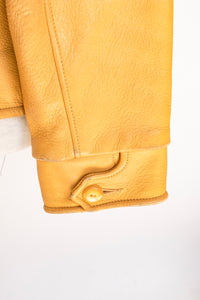 1970s Men's Buckskin Leather Jacket Zip Up M