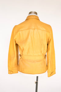 1970s Men's Buckskin Leather Jacket Zip Up M
