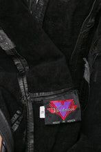Load image into Gallery viewer, 1980s Leather Dress Black Lace Illusion Fitted S