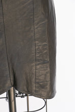 Load image into Gallery viewer, 1980s Leather Dress Black Lace Illusion Fitted S