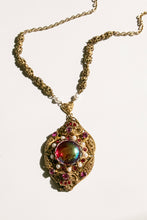 Load image into Gallery viewer, Vintage Necklace West Germany Iridescent Glass Filigree Faux Pearl