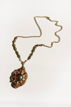 Load image into Gallery viewer, Vintage Necklace West Germany Iridescent Glass Filigree Faux Pearl