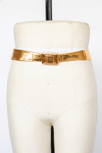 Load image into Gallery viewer, 1950s Belt Gold Foil Metallic Adjustable Waist Cinch