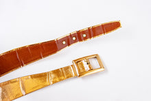 Load image into Gallery viewer, 1950s Belt Gold Foil Metallic Adjustable Waist Cinch