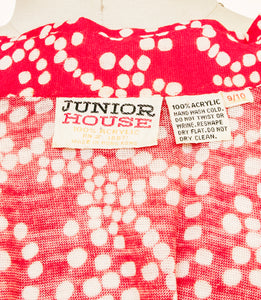 1970s Blouse Printed Knit Shirt Button Up S