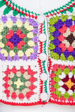 Load image into Gallery viewer, 1970s Crochet Vest Wool Knit Top Adolfo Saks 5th Ave Granny Squares S/XS