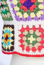 Load image into Gallery viewer, 1970s Crochet Vest Wool Knit Top Adolfo Saks 5th Ave Granny Squares S/XS