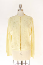 Load image into Gallery viewer, 1960s Sweater Beaded Cream Wool Knit Cardigan Embellished M